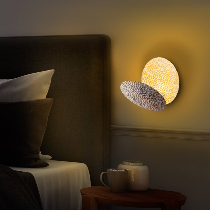 Opviq Lámpara de Pared Yosma-13646 Metal LED SMD 5W Blanco y Oro 21x21x15 cm Elegancia y Calidez